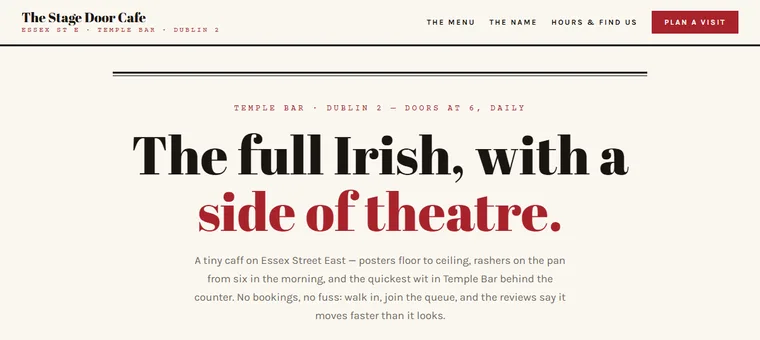 The Stage Door Cafe &mdash; demo screenshot